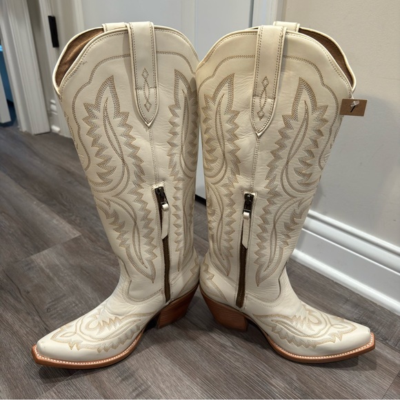 Ariat Casanova Tall Blanco White Leather Cowboy Western Heeled Boots - Picture 6 of 12